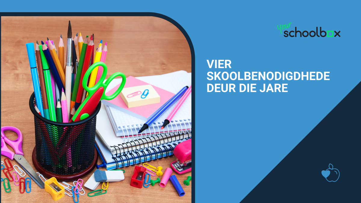 Hoewel skryfbehoeftes deur die jare opgeknap is, is die klassieke vandag nog steeds relevant. YourSchoolBox bied 'n 
doeltreffende aanlyn oplossing om leerders toe te rus met kwaliteit gereedskap en hulle na sukses te lei.

Vind meer uit: onniesonline.co.za/vier-skoolbeno…