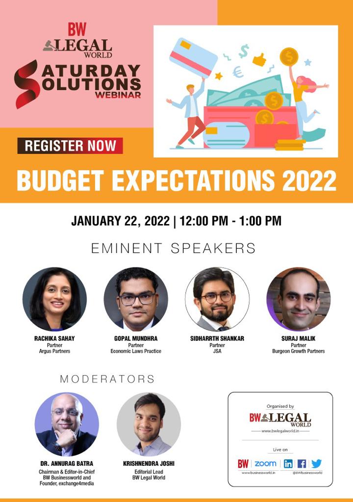 Argus_Partners's tweet photo. Our Partner, @RachikaAS would be sharing her thoughts on the Budget 2022 at the BW Legal World Saturday Solutions Webinar on Saturday, January 22 at 12 pm. 

Register at https://t.co/koSbbVrTgq 

#budget2022 #legal #webinar #BWLegalWorld https://t.co/JFA5MBg1vf