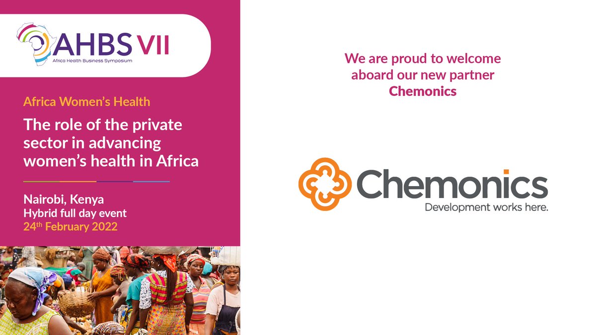 📢 We are proud to partner with @Chemonics for our #AHBS2022 event THE ROLE OF THE PRIVATE SECTOR IN ADVANCING WOMEN’S HEALTH IN AFRICA.

Register, sponsor &amp; learn more here: lnkd.in/eGCisZC

#AHBS2022 #WomensHealth #Africa