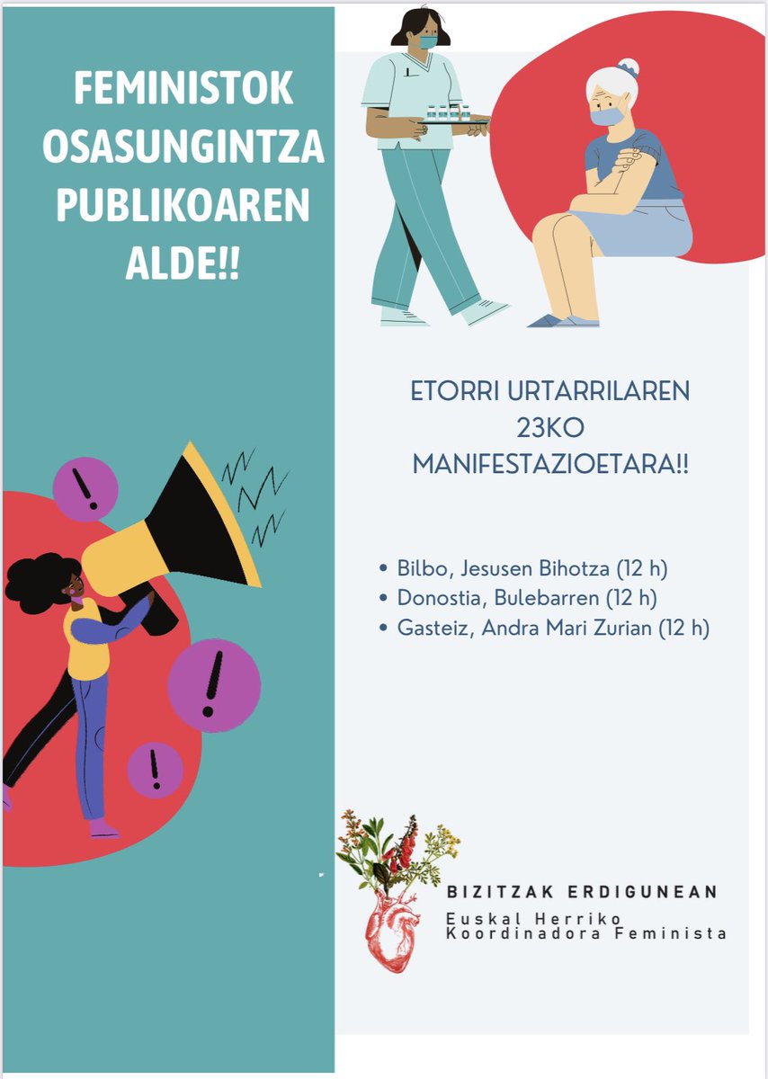 bizitzak's tweet photo. Feminismoetatik bizitza sostengatzeko ardura kolektiboa eskatzen dugu. 

Osasungintza jendarte osoarentzako eskuragarri egon dadin sistema duin, publiko eta doakoa exijitzen dugu. 

Urtarrilaren 23an denok kalera!

Gora borroka feminista! https://t.co/e6qYwIELMj