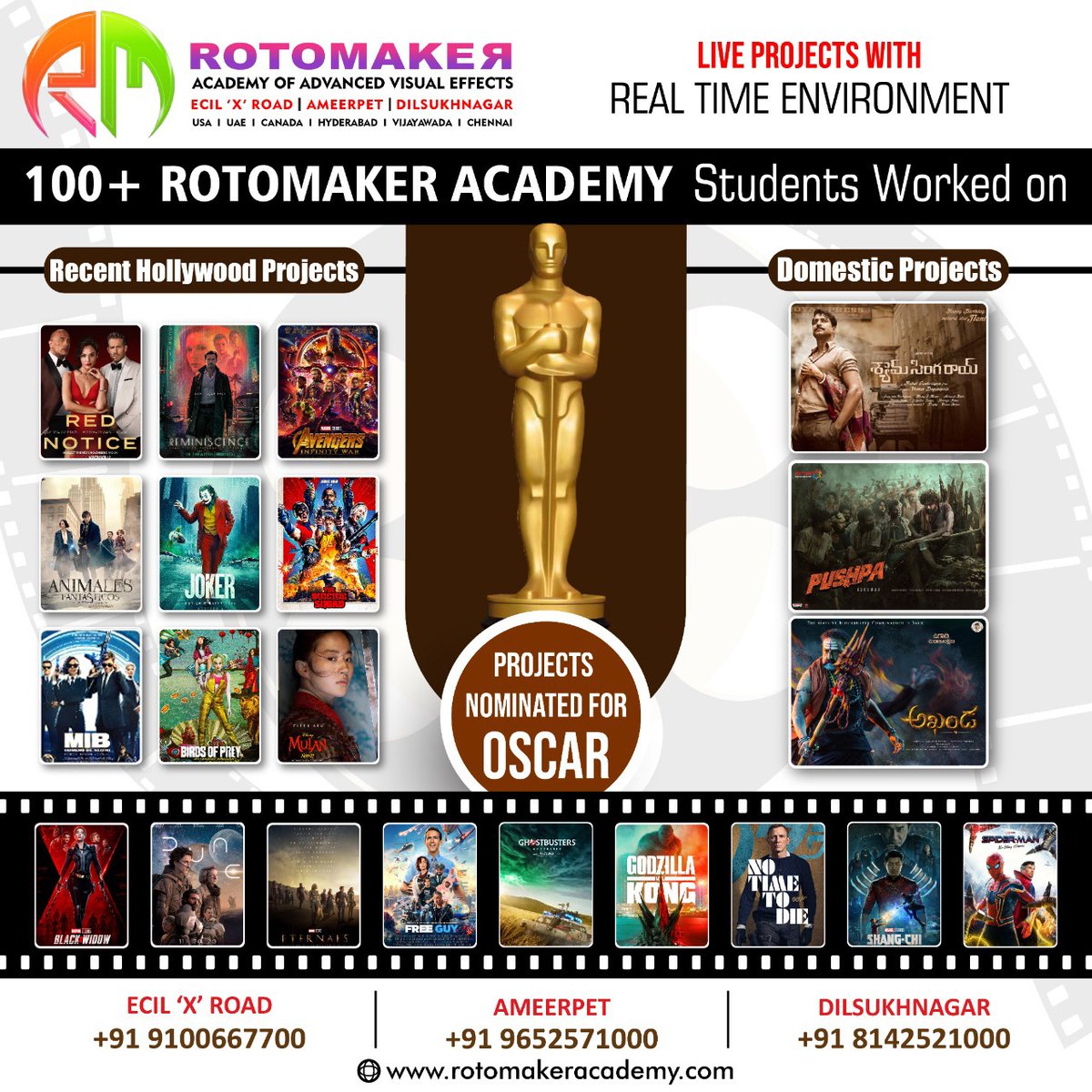 rotomakeracadmy's tweet photo. Rotomaker academy is glad to be a part of the blockbuster domestic movies..and our students got real-time experience from rotomaker production
Congratulations to Rotomaker for being a part of the Oscar Winning Race ...
#rotomaker #rotomakeracademy #visualeffects #roto #paint https://t.co/Zk3apquykj