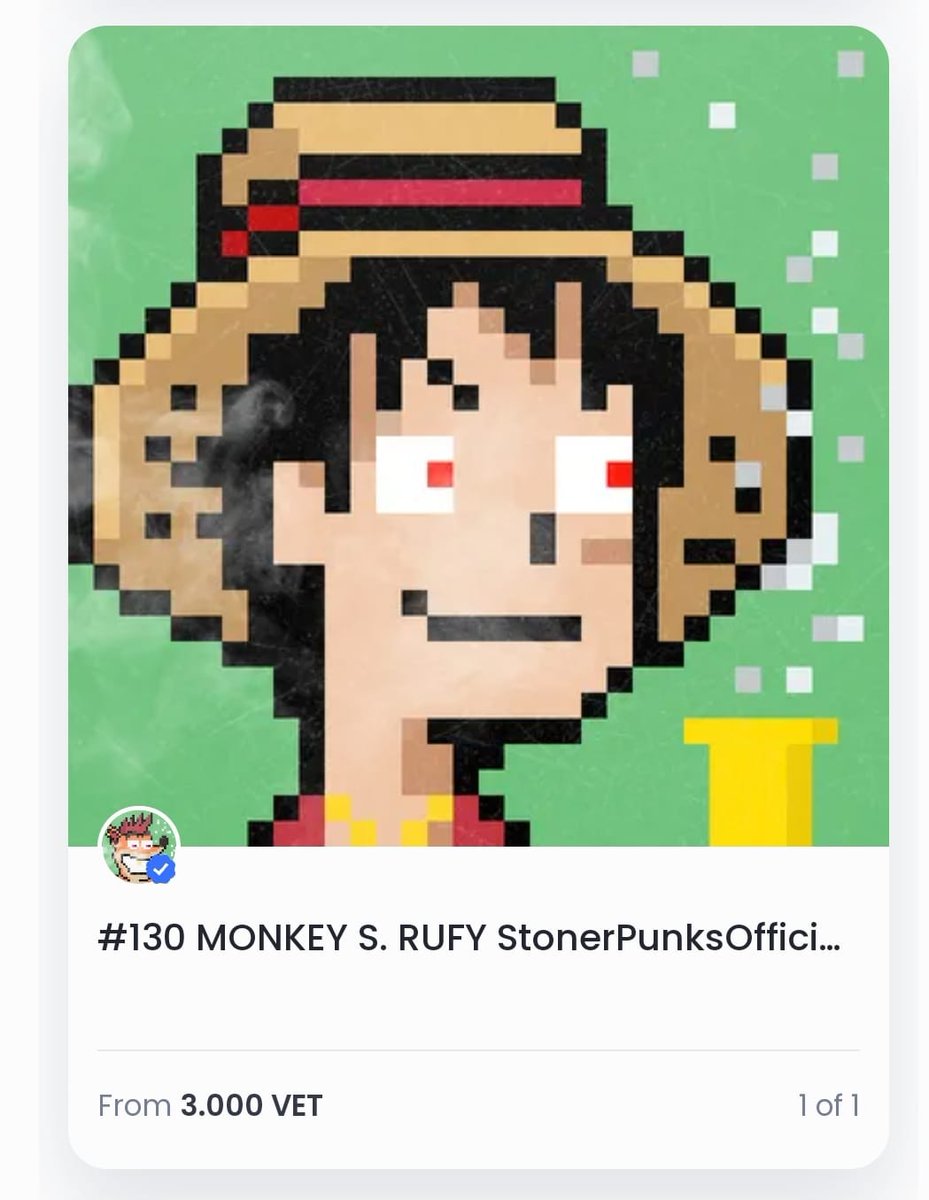 1/3 
Check #VeFam
Only 9 #StonerPunks left on sale🔥

What are you waiting for to get one before they run out?💚🤎
👇
marketplace.worldofv.art/profile/0x6fCB…

#WaveGang420 <a href="/worldofv_art/">World Of V | Green NFT Marketplace</a> #VNFT #NFTCommunity #NFT #NFTs #nftcollectors #VeChain $VET $WoV