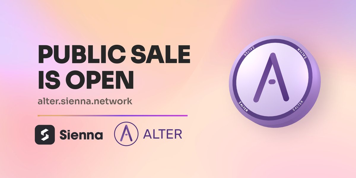 AlterDapp's tweet image. $ALTER Public Sale is open! 
Visit buff.ly/3AiKMgv and become a holder of currently most wanted privacy focused native utility and governance token. Don’t miss your chance, the Public sale is open for 7 days or until sold out. 

@sienna_network #ALTER $SCRT #publicsale