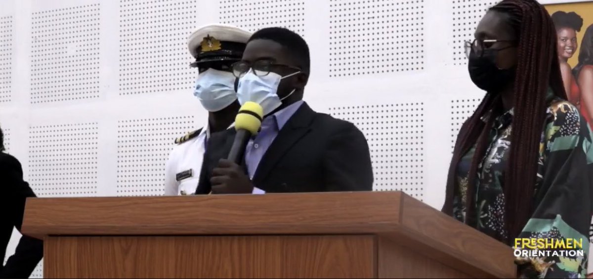 Master Michael ABUAH, the President gives the welcome address. 

#SRCFreshersOrientation