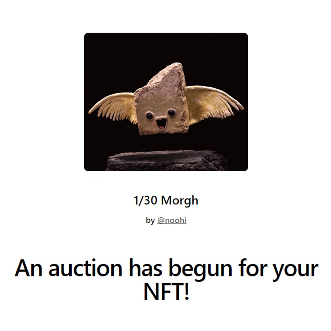 🌟Woww!!! 🌟
💥Auction has begun for 1/30 Morgh
By dear @katana_izumi 
Thank you sooooooo much man, I really appreciate it. 😍🌟❤️✌️🍷💥🗿
foundation.app/@noohi/~/109992
