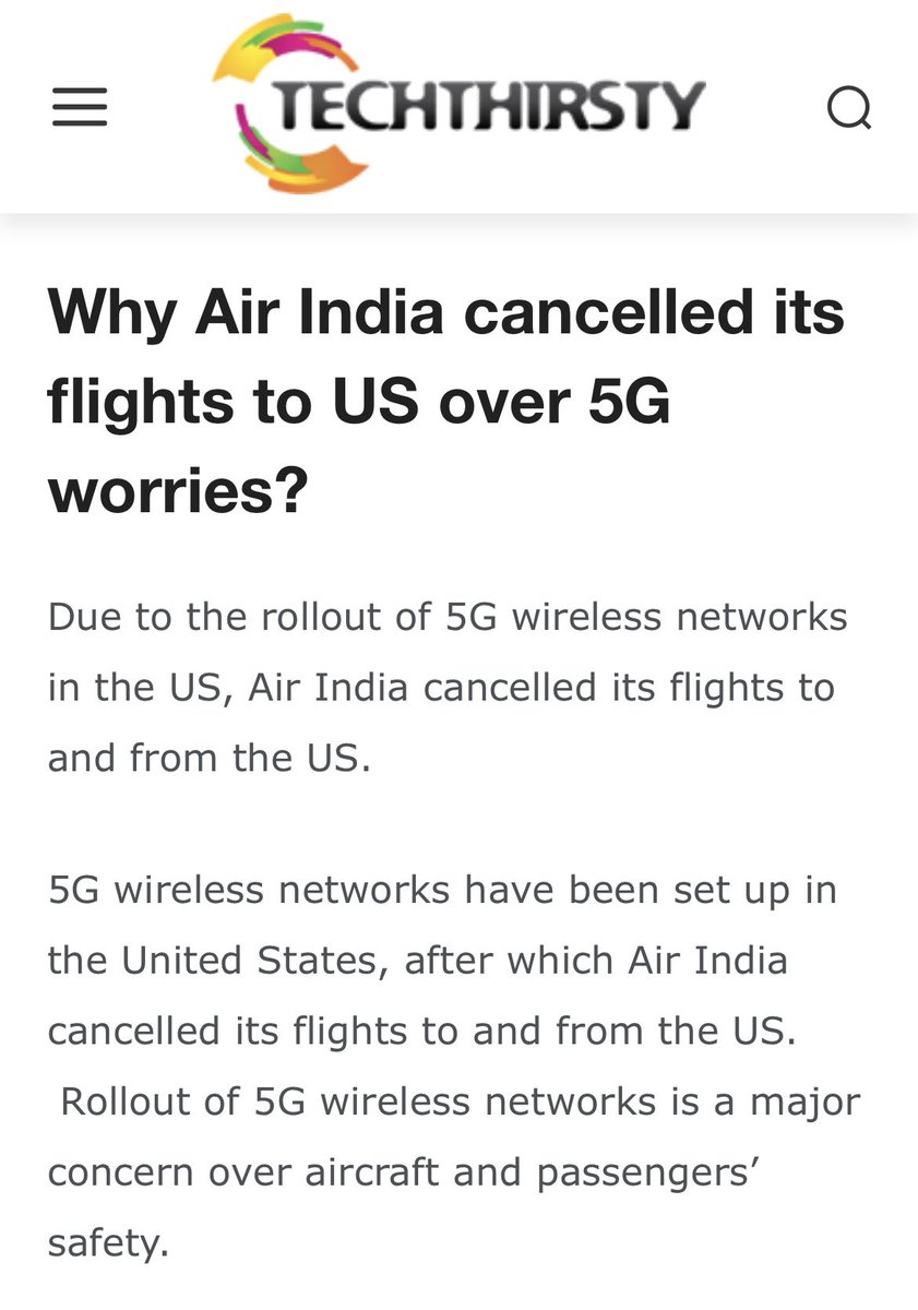 Techthirsty's tweet photo. What happened over the 5G trouble and Air India flights? Find out all the details on https://t.co/g5eeWTkGfM!
#technews #delayGATE22 #AirIndia #5GRollout #techthirsty https://t.co/iFoTBvaGg8