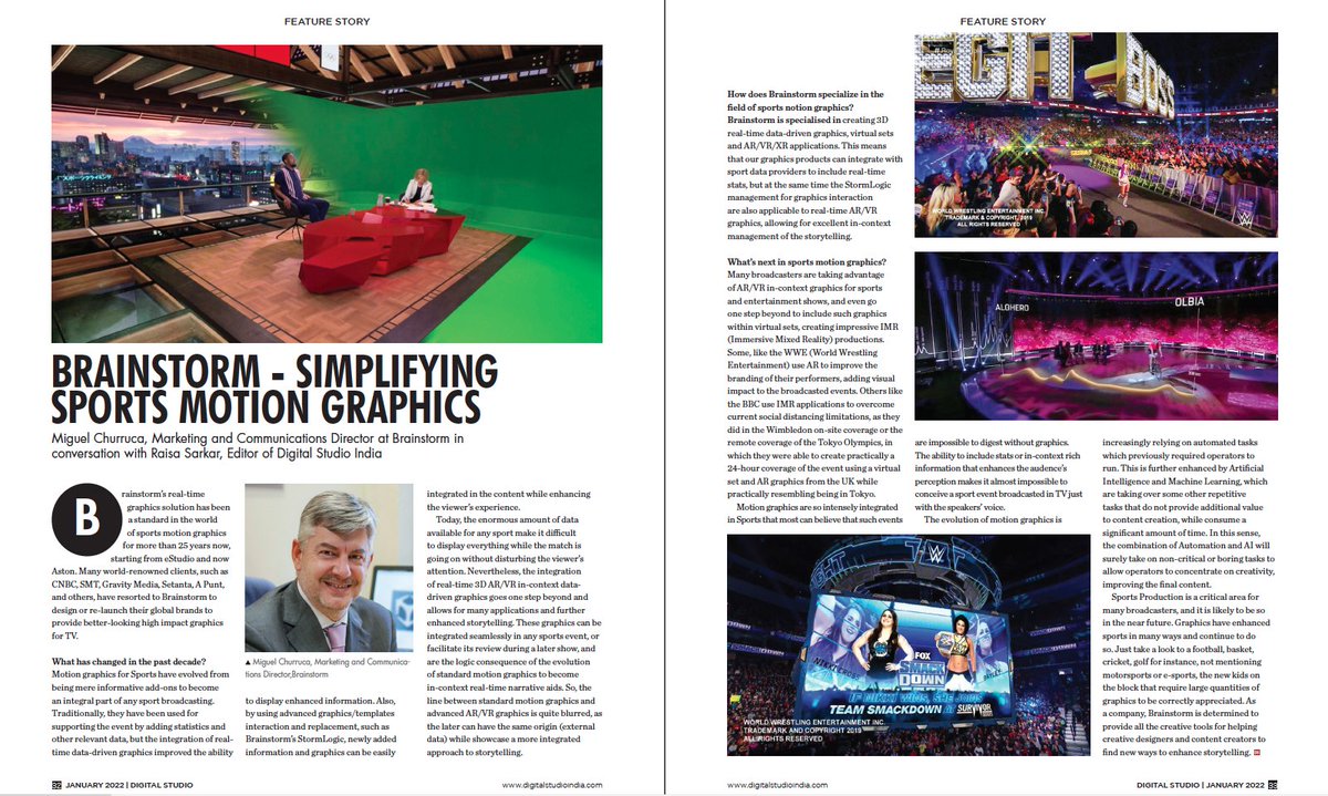 brainstorm3d's tweet photo. #SportsProduction is a critical area for many broadcasters. Graphics have enhanced sports in many ways and continue to do so. Learn how #Brainstorm3D simplifyies #SportsMotionGraphics in this article in @DigitalStudioIn

https://t.co/F6FRjtXqXJ

#AR #VR #MR #XR #CGI #GFX #VFX https://t.co/yb9ELqxr5h
