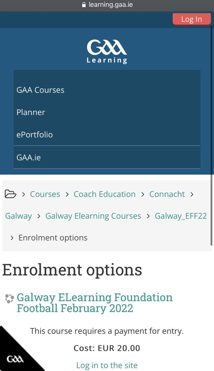 1/2 

📌 <a href="/Galway_GAA/">Galway GAA Official</a> Football Foundation Course 

Cost is €20. 
Participants pay online when registering.

Interested participants must first create a profile below ⬇️
🔗 learning.gaa.ie

Link for the course is below ⬇️
🔗 learning.gaa.ie/lms/course/vie…
