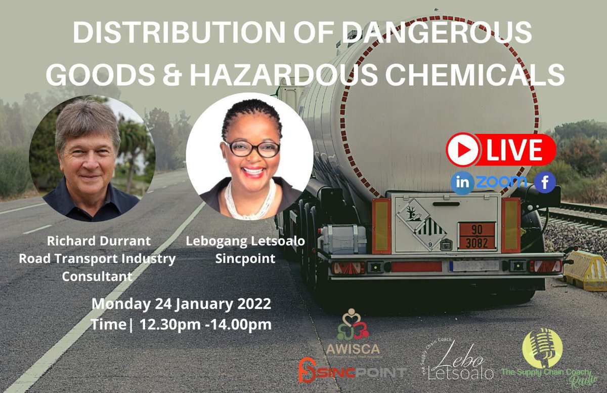 The transportation of dangerous and hazardous goods poses several risks and challenges.⚠️❌ Join us with Richard Durrant as we unpack this topic. Date :2️⃣4️⃣ January @ 12.30pm . Register below : us02web.zoom.us/meeting/regist… #matricresults2021 #MalemaRestaurantVisit