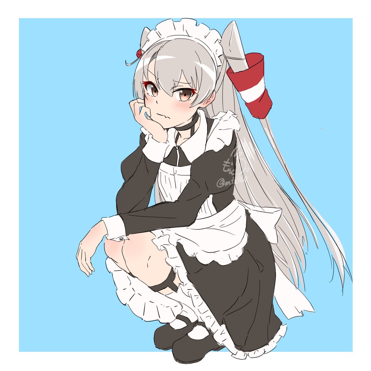 amatsukaze (kancolle) 1girl solo long hair maid two side up dress hair tubes  illustration images