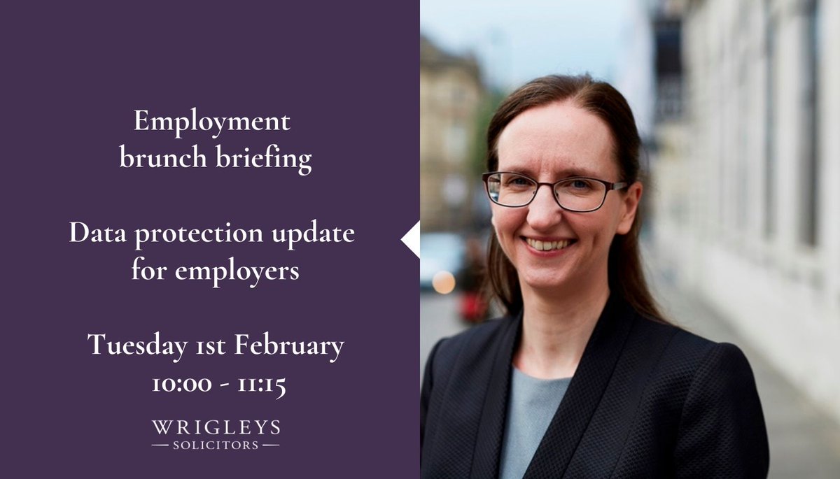 Wrigleys_Emp's tweet photo. We’re hosting our first Employment Brunch Briefing of 2022. Our solicitor and #employmentlaw expert Alacoque Marvin will be discussing #dataprotection #subjectaccessrequests and handling #databreaches. Follow the link to secure your FREE place: https://t.co/Ee3WQoaCVh #emplaw https://t.co/Uz3CK9Jeqm