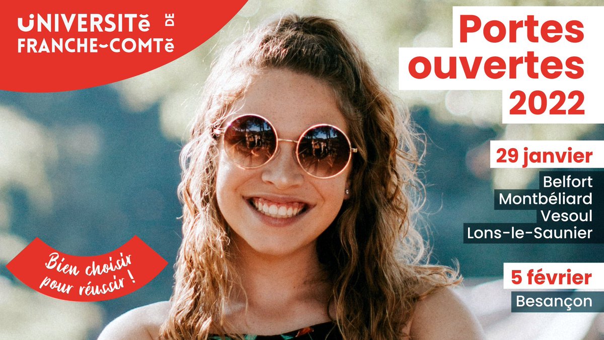 [PARCOURSUP] Ouverture des inscriptions ! C'est le moment de saisir vos vœux ! Votre cœur balance encore entre une licence ou un BUT ?
⚡ Venez rencontrer les professeurs et étudiants lors des #JPO2022 de l'université de Franche-Comté
➡ Plus d'infos : jpo.univ-fcomte.fr