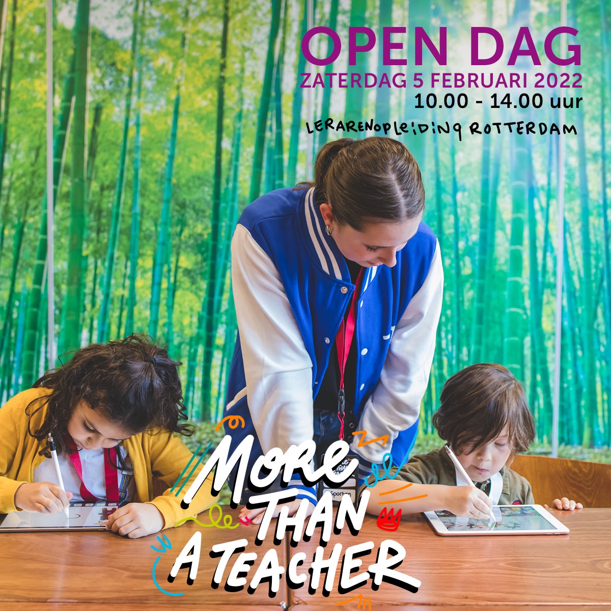 Benieuwd naar jouw reis tot leerkracht basisonderwijs bij ons? Onze hogeschool wordt een speelveld met experiences, stands en nog veel meer. Voel je welkom en meld je hier aan: bit.ly/3ruKQpe