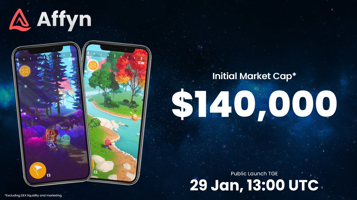AffynOfficial's tweet photo. 📣 #Affyn's Public Launch Announcement

🚀 Hello #Affynians, Affyn's public launch, TGE, is taking place next 𝗦𝗮𝘁𝘂𝗿𝗱𝗮𝘆, 𝟮𝟵𝘁𝗵 𝗝𝗮𝗻𝘂𝗮𝗿𝘆, 𝗮𝘁 𝟭𝟯:𝟬𝟬 𝗨𝗧𝗖 at an 𝗜𝗻𝗶𝘁𝗶𝗮𝗹 𝗠𝗮𝗿𝗸𝗲𝘁 𝗖𝗮𝗽 𝗼𝗳 𝗨𝗦$𝟭𝟰𝟬,𝟬𝟬𝟬. 

#metaverse #crypto #NFT #blockchain https://t.co/uJgy3ilVlr