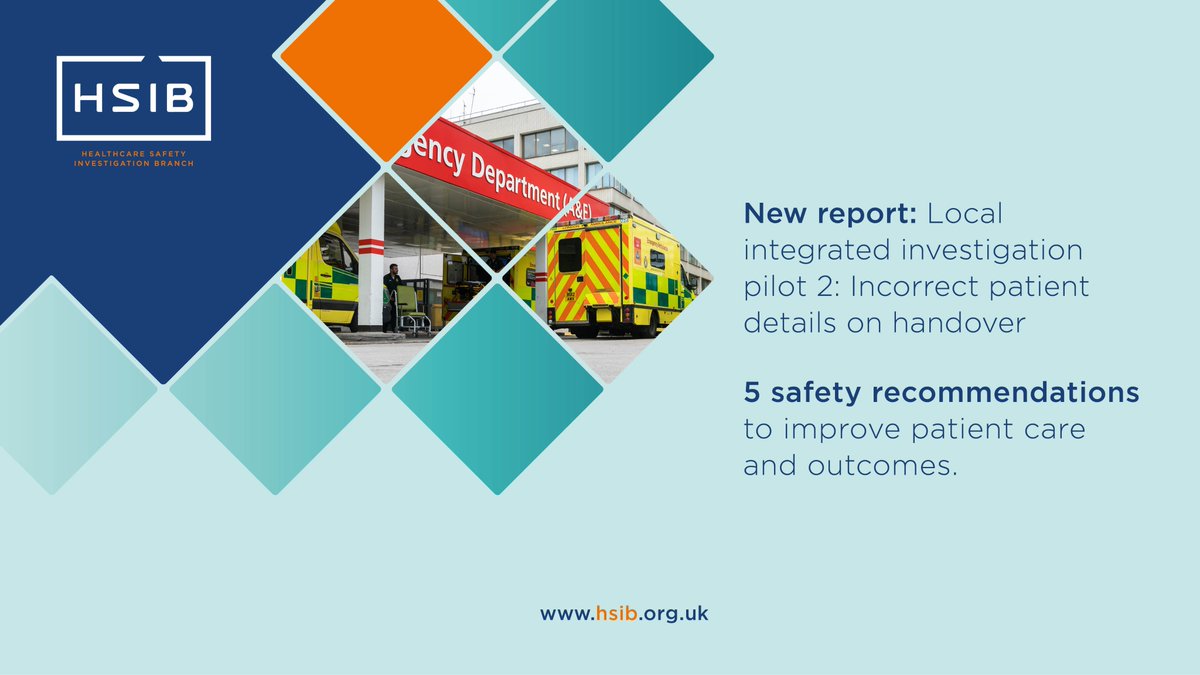 The second report from our local integrated investigation pilot focuses on the impact of incorrect patient details during handover of care, causing confusion, delays and the administration of unsafe treatment in more serious cases. Read the report > hsib.org.uk/investigations…