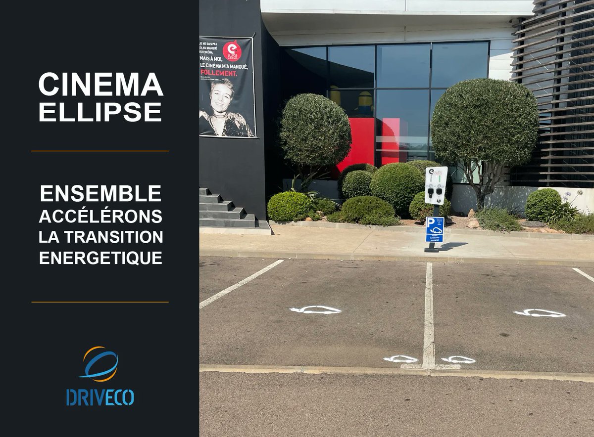 DRIV_ECO's tweet photo. Et si au détour d'une séance de cinéma vous chargiez votre #VoitureElectrique?
Le Cinéma Ellipse en Corse nous a fait confiance pour installer une Kino Pro afin d'offrir la meilleure expérience à leurs clients. 🚗🔌
⚡️Ensemble, accélérons la #TransitionEnergetique !🌍🌿#DRIVECO https://t.co/POekdF4LJh