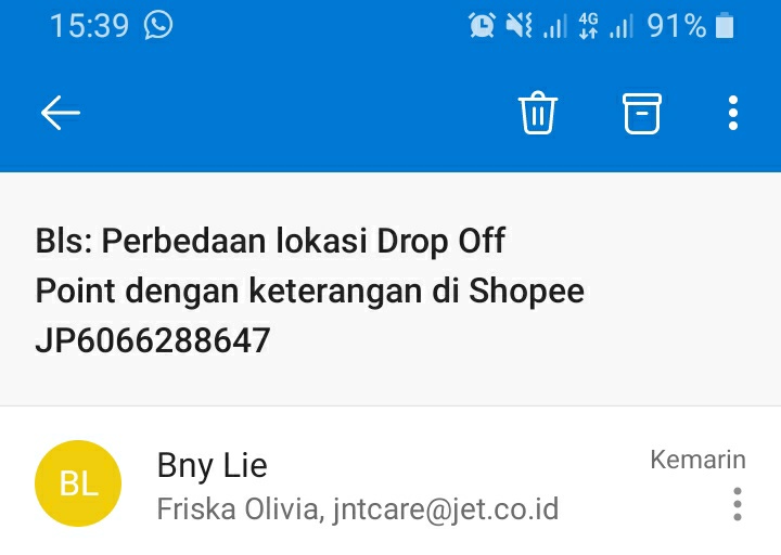 bnyli3's tweet photo. Hei @jntexpressid , kenapa complain saya tidak dibalas lagi? Tau2 didiemkan saja dari kemarin tanpa ada keterangan apa2? https://t.co/7ThLjTez9l