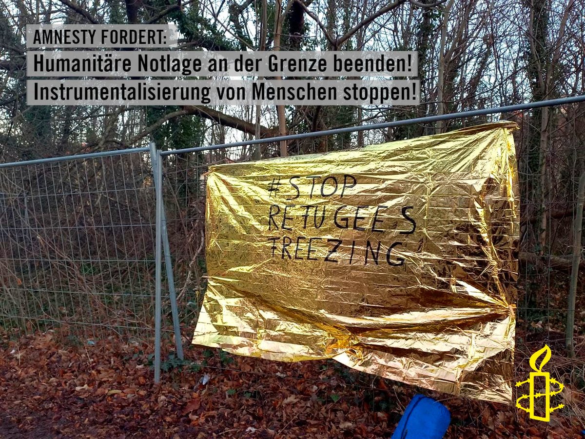 AmnestyDresden's tweet photo. Die illegalen Pushbacks an der polnisch-belarusischen Grenze müssen gestoppt werden! Asyl ist ein Menschenrecht. Menschen leiden Hunger und Kälte #stoprefugeesfreezing #Polen #Refugees @AmnestySachsen https://t.co/pyIqnggkuJ