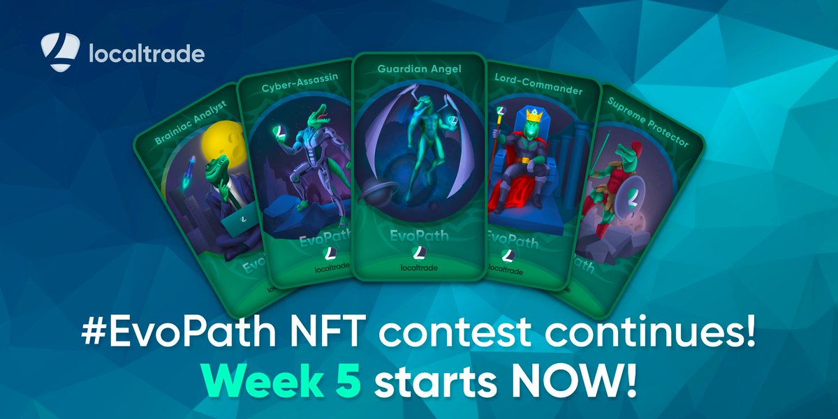 LocaltradeC's tweet photo. We are starting week 5 of our #NFT adventure together with unique Croco characters!
The rules are the same: go to the #EvoPath website, read all info and complete the tasks in “How to start” section 👉🏻 https://t.co/NoLCjkCRw0
Full info 👉 https://t.co/BDfAdH8AjN https://t.co/xWzmLhsoYa