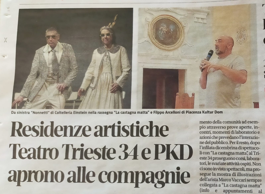 Grazie a Libertà e a Pietro Corvi per l'articolo dedicato al proseguimento della stagione del Teatro Trieste 34. Covid o non Covid noi arriveremo alla fine dei progetti.
