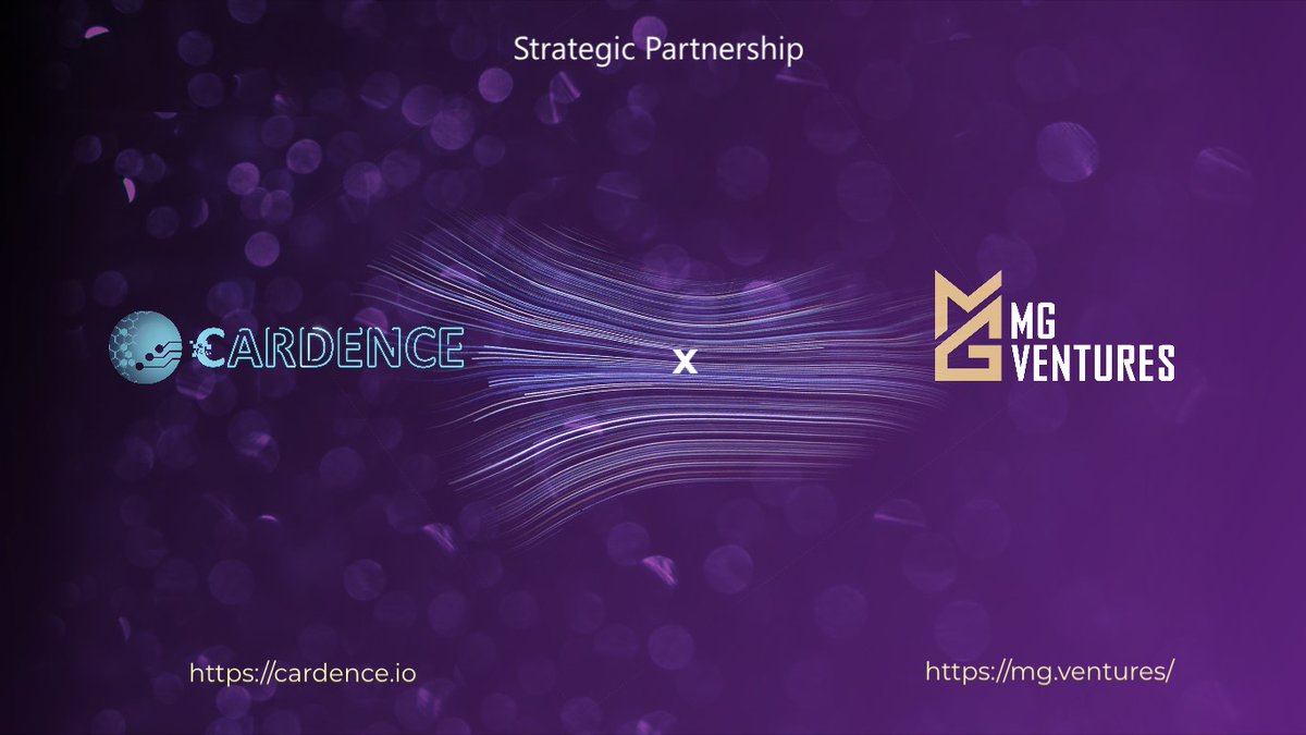 cardence_io's tweet photo. Cardence is delighted to announce it's strategic partnership with @mgventures214. 🤩
About 💡:
MG Ventures has confidence in providing the most efficient head start and becoming one of the prestigious accompanies for potential crypto projects.
#cardence #mgventures #partnership https://t.co/TGxMeB6aKa