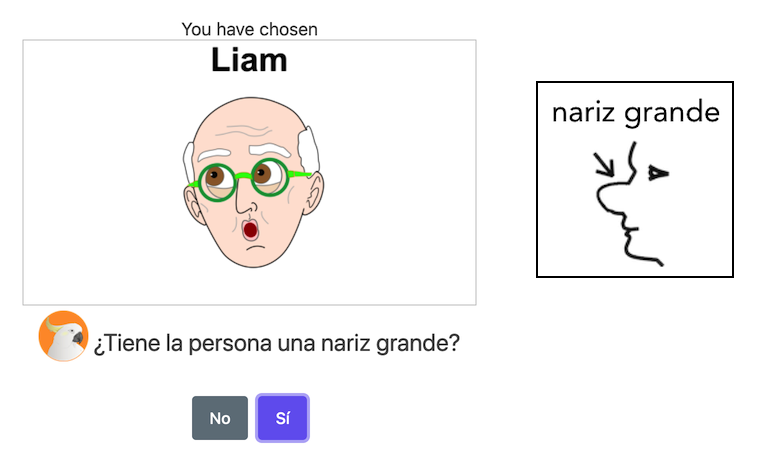 Spanish question of the day: "¿Tiene la persona una nariz grande?" Play "Guess Who" at asklingua.com and learn some Spanish vocabulary and phrases. #LearnSpanish #learningfun