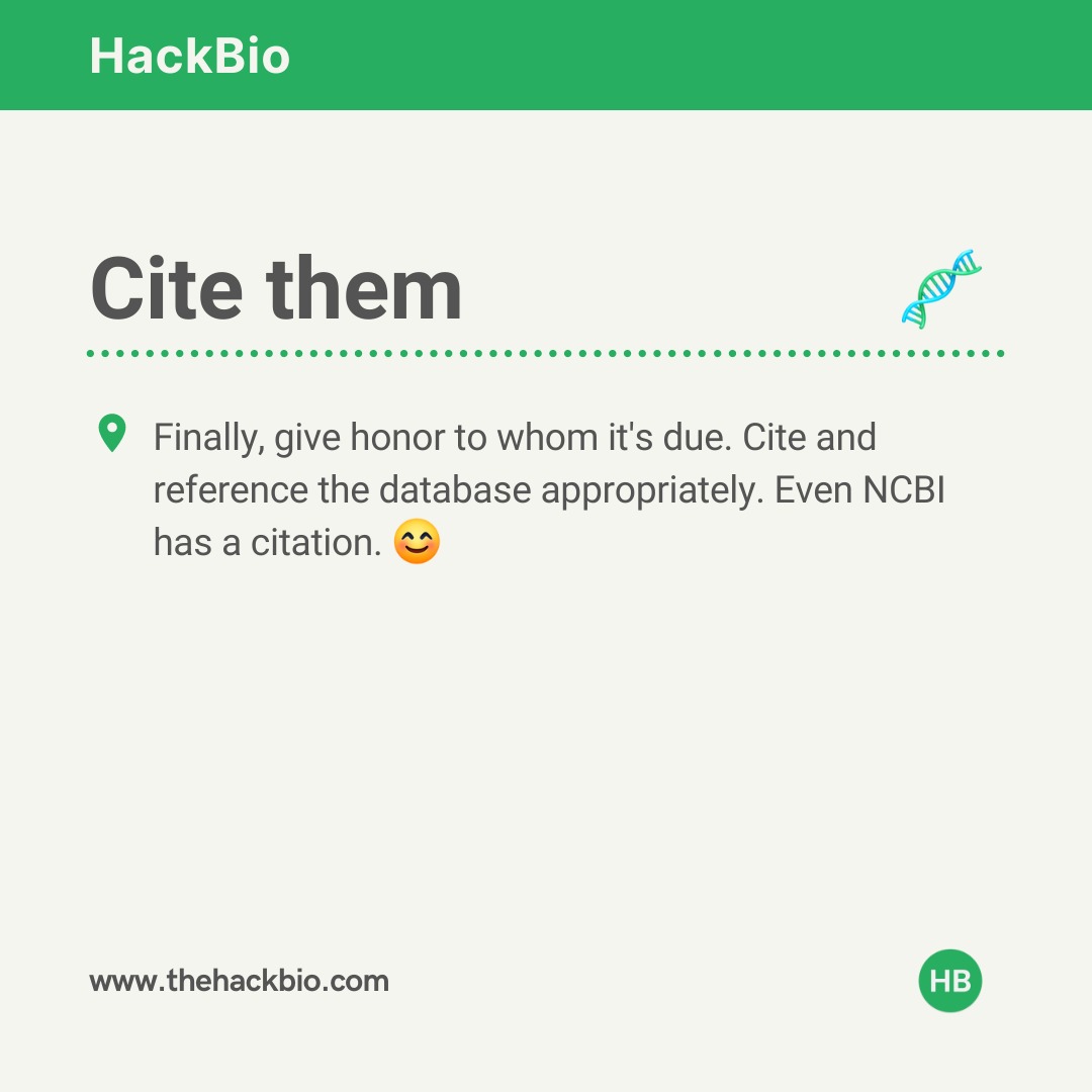 TheHackbio's tweet image. 4 things to take note of when using a bioinformatics database
What other ones should we be aware of? Tell us in the comments🤔
#bioinformatics #bioinformaticsdatabases #bioinformaticstools #bioinformaticsonlinetraining #bioinformaticsprogramming #sequencing #genomics