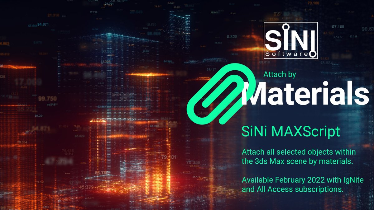 In February we will be dropping our new MAXScript - Attach By Materials. 

Attach By Materials is designed to attach all selected objects by materials with one-click, or use with the BATCH MAXScript for multi-3ds Max scenes. 

#sinisoftware #attachbymaterials #3dsmax #maxscript