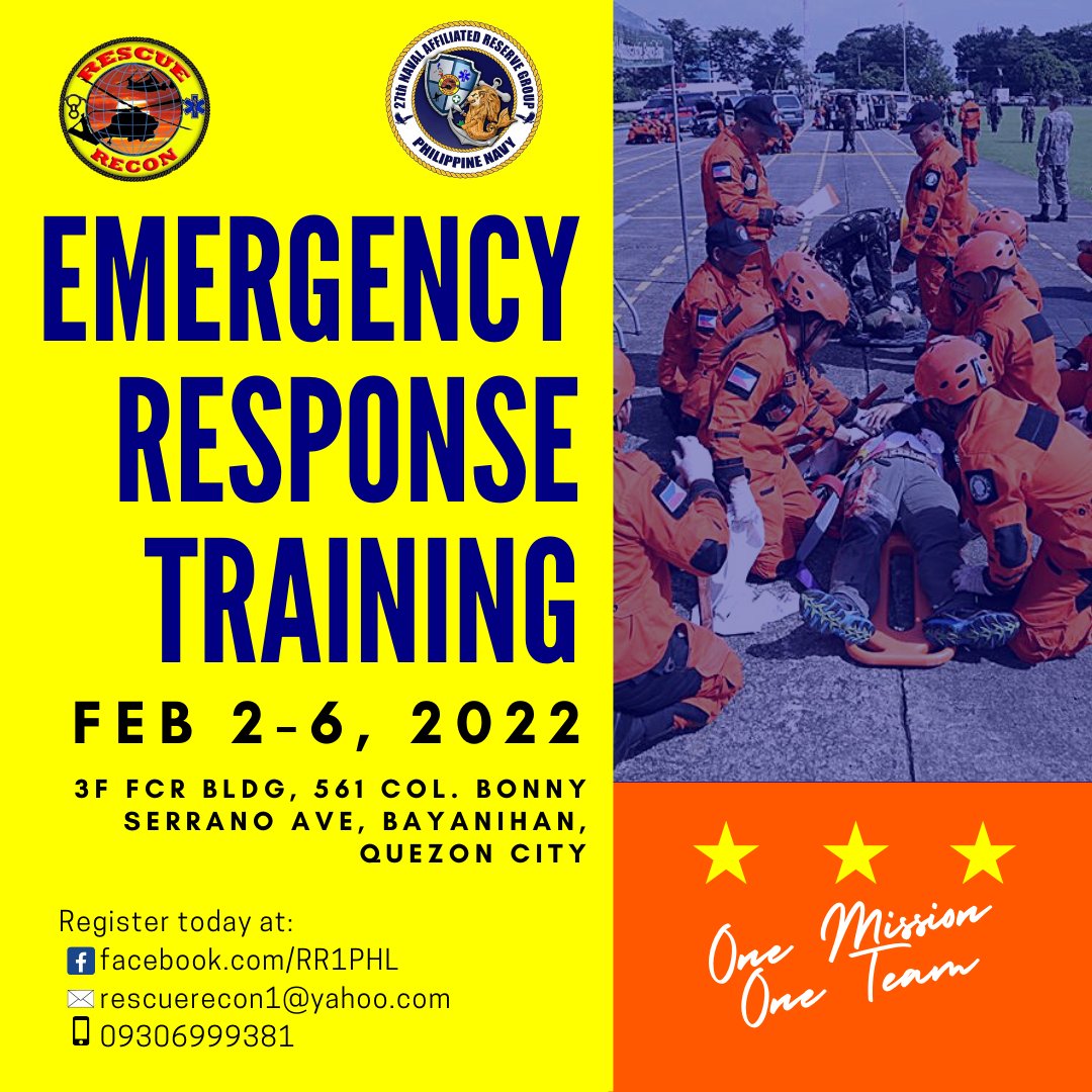 rescue_recon's tweet photo. February 2-6, 2022 (Wednesday - Sunday)

All interested and willing to learn, message us for more details and reservation of slots. Or call 09306999381 (Smart) 09958660842 (Globe)
Join now and be skilled, be ready!
#RescueRecon #OneMissionOneTeam #ERT #SkillSet #BeReady #27thNARG https://t.co/fXkFKYj9r2