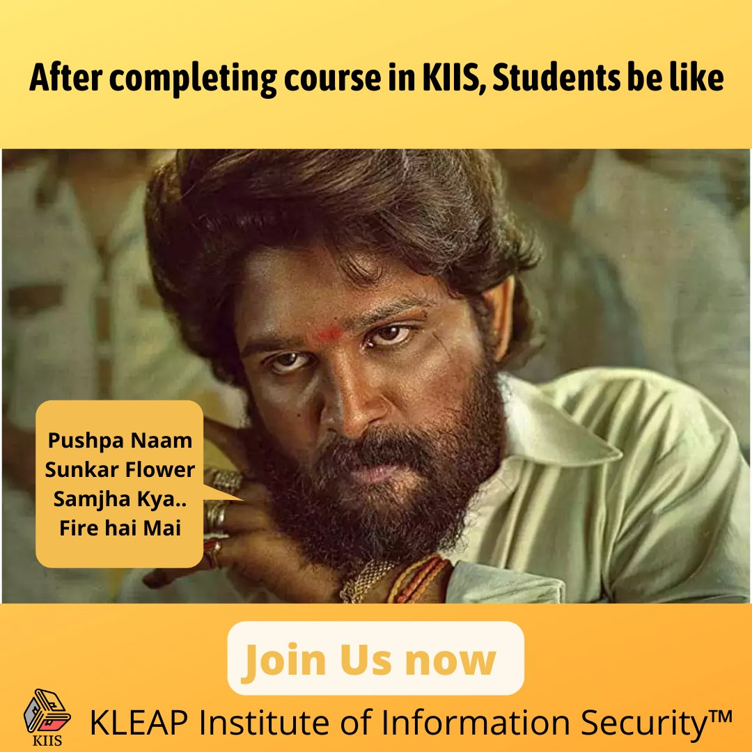 Enroll now for our courses and contact to kiis@kleap.in or call +91 9398514034.

#cybersecurity #kiistranings #cybersecuritytraining #cybersecurityinternship #informationsecurity #onlinetraining #offlinetraining