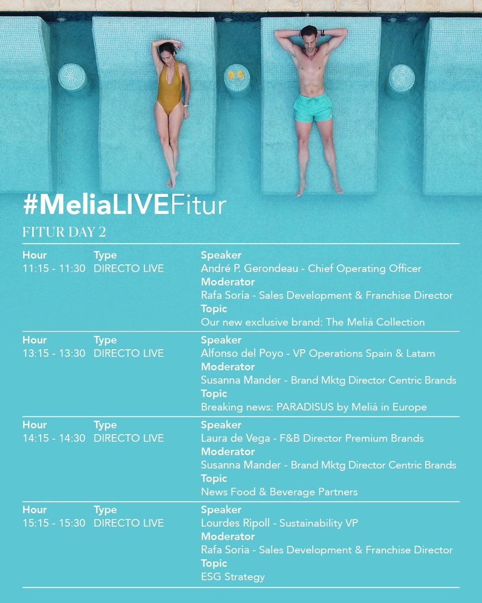 Paradisus by Melia (@paradisus) on Twitter photo Today's agenda - #TheMeliaCollection new exclusive brand presentation,#ParadisusByMelia in Europe, new F&B partners and ESG Strategy #MeliaLIVEFitur Today's agenda - #TheMeliaCollection new exclusive brand presentation,#ParadisusByMelia in Europe, new F&B partners and ESG Strategy #MeliaLIVEFitur