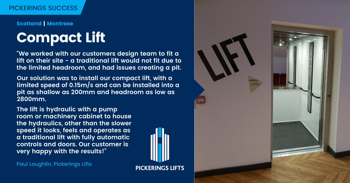 PickeringsLifts's tweet image. Pickerings Success

An installation of a #compactlift in Scotland, Montrose.

T: 0800 085 3211 | contact@pickeringslifts.co.uk
#YourTrustedPartner