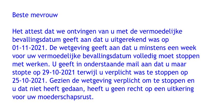 Update: al jullie tips gevolgd, uitgelegd dat ik ben bevallen op 9/11, gestopt op 29/10, dat ik gezien de huidige pandemie en werkdruk zo lang mogelijk doorwerkte om collega’s te ontlasten,.... Situatie blijft onveranderd en we zijn in de huil-fase beland 💔