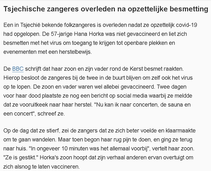 Kroon125's tweet photo. Tsjechische zangeres overleden na opzettelijke besmetting #Omicron #Corona #Covid_19 #Covid19 #HoudAfStand #mondkapjes #QRcode #Gevaccineerd #ongevaccineerden #Vaccinatie https://t.co/UQ4ip3bgNE