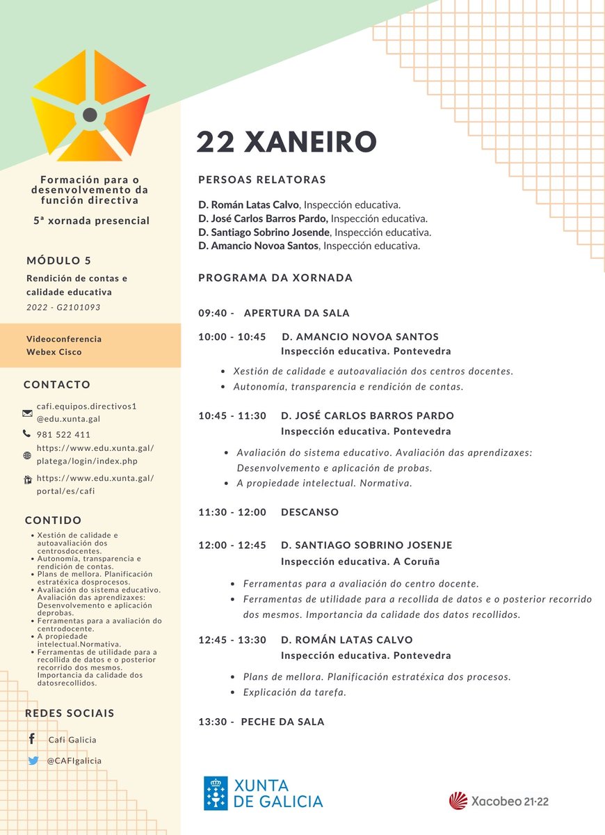 aurallme's tweet photo. Este sábado 22, da man da Inspección educativa, falaremos da rendición de contas e a calidade educativa nos nosos centros educativos. Calidade, transprencia, avaliación e plans de mellora. @CAFIgalicia https://t.co/NuMCQO9OI8