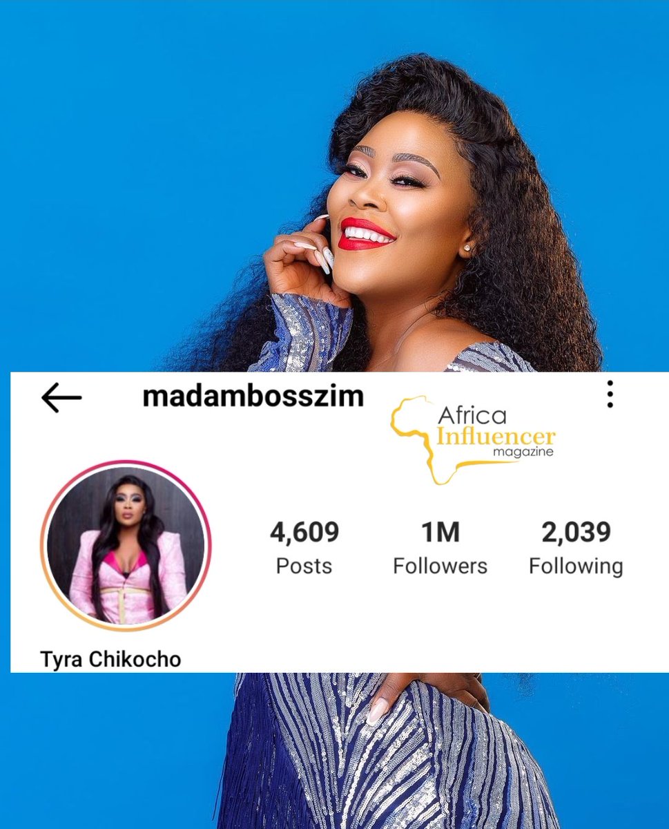 Africa Influencers Magazine (@africainflmag) on Twitter photo Congratulations to Zimbabwe Comedian, Business woman, MC, Mom , Madam boss hits 1 million followers on Instagram
<a href="/Madambosszim1/">Madam Boss</a>
#Congratulations Congratulations to Zimbabwe Comedian, Business woman, MC, Mom , Madam boss hits 1 million followers on Instagram
<a href="/Madambosszim1/">Madam Boss</a>
#Congratulations