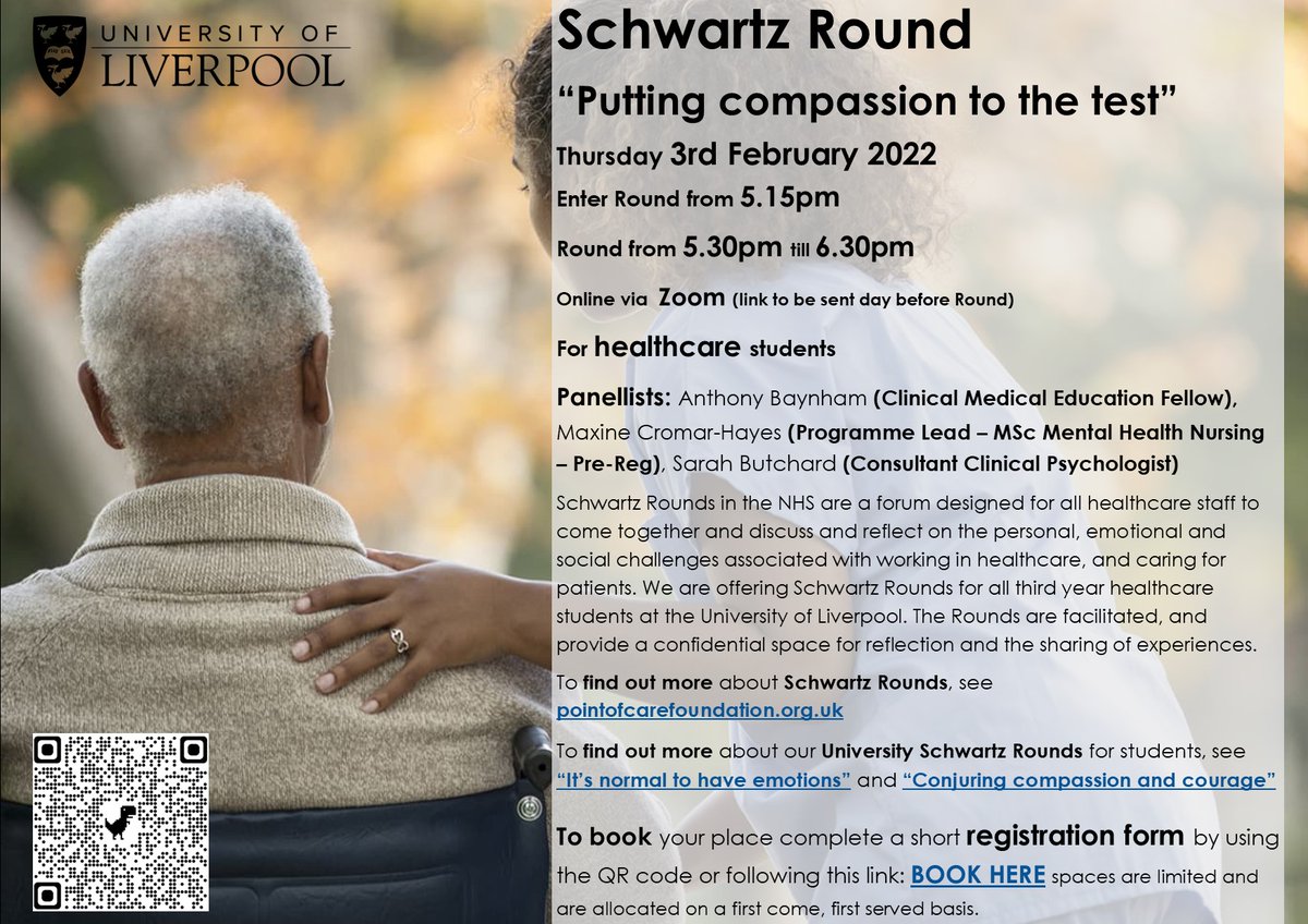 Schwartz at University of Liverpool (@schwartzuol) on Twitter photo Is your compassion tested? <a href="/LivUni/">University of Liverpool</a> healthcare students are invited to next #SchwartzRound on 'Putting Compassion to the Test'. See flyer to book on. @SchwartzNorth <a href="/LivUniMedicine/">UoL School of Medicine</a> @LivUniHealthSci <a href="/LivUniNursing/">Liv Uni Nursing</a> <a href="/livunidentistry/">UoL School of Dentistry</a> <a href="/OTLiverpool/">Occupational Therapy University of Liverpool</a> <a href="/LivUniPhysio/">UoLiverpool Physiotherapy</a> Is your compassion tested? <a href="/LivUni/">University of Liverpool</a> healthcare students are invited to next #SchwartzRound on 'Putting Compassion to the Test'. See flyer to book on. @SchwartzNorth <a href="/LivUniMedicine/">UoL School of Medicine</a> @LivUniHealthSci <a href="/LivUniNursing/">Liv Uni Nursing</a> <a href="/livunidentistry/">UoL School of Dentistry</a> <a href="/OTLiverpool/">Occupational Therapy University of Liverpool</a> <a href="/LivUniPhysio/">UoLiverpool Physiotherapy</a>