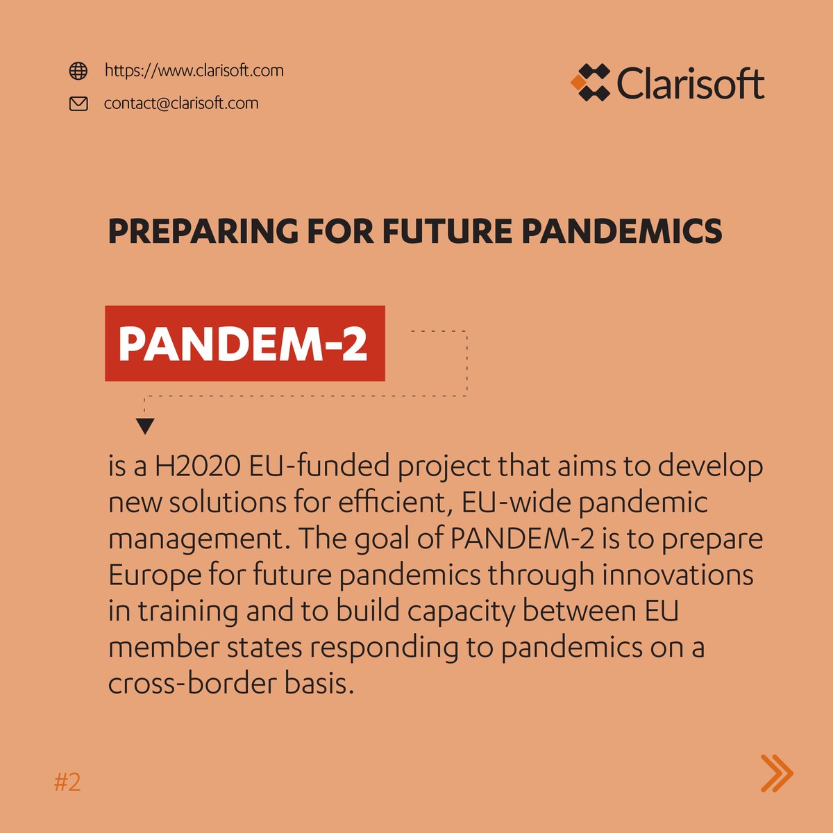 clarisoft's tweet photo. 🏆 We are #proud to be part of @PANDEM2H2020  project started 1 year ago 👏🏼
We are here for you: 
📩 contact@clarisoft.com
🌐 https://t.co/quP15FoGBc https://t.co/X58L4KeQQK