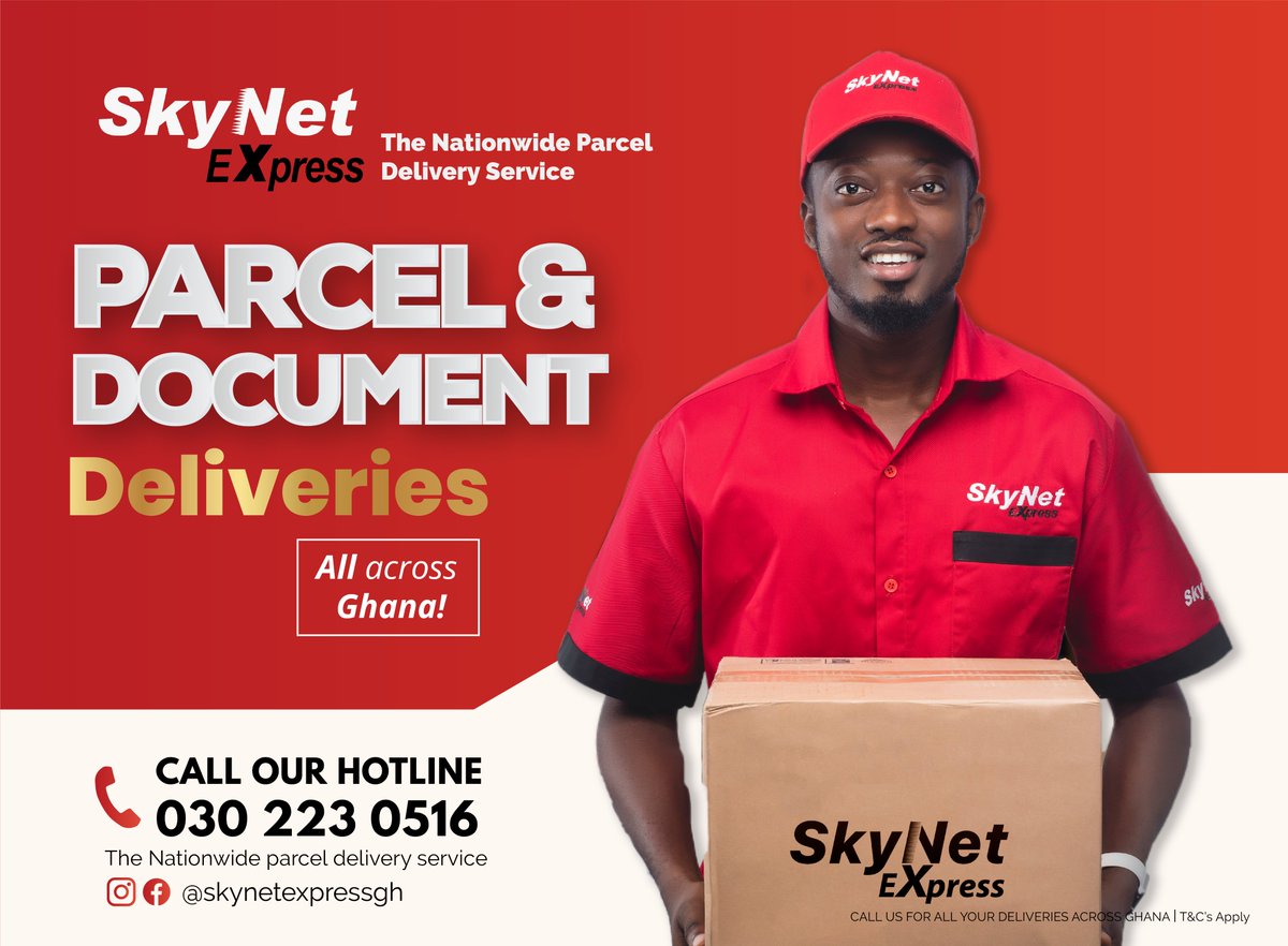skynetexpressgh's tweet photo. Parcel and document deliveries all across Ghana with SkyNet Express. Call us on 0302230516 now or you can visit https://t.co/EnXSOy1LSy to learn more. #SkynetExpress #Ghana #Deliveries https://t.co/nq0Y83zmGY