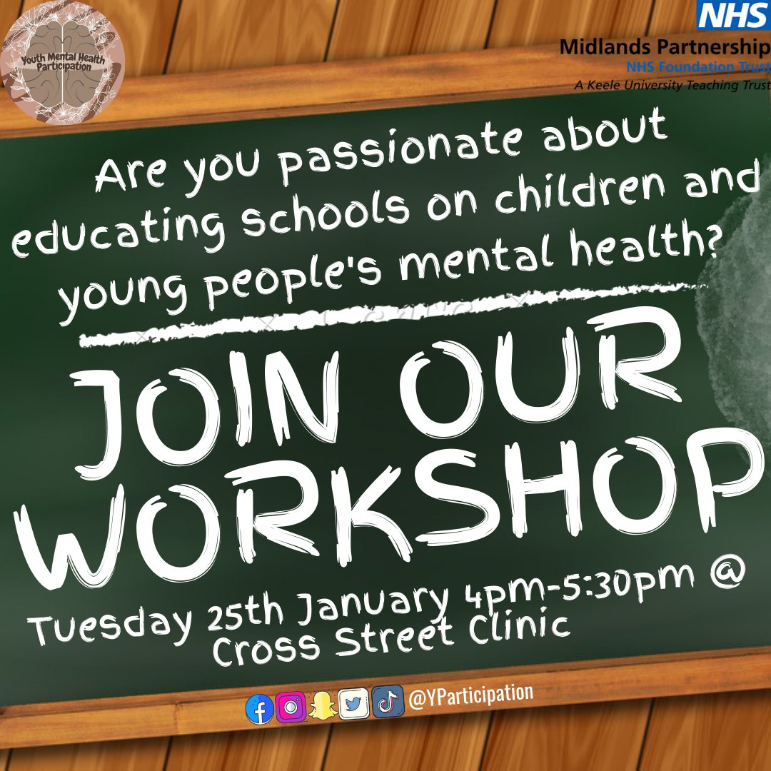 Tuesday 25th January 4pm-5:30pm! Dm us to join😊

#MHST #CAMHS #MentalHealthMatters #NHS #Staffordshire #schools #education #teamMPFT