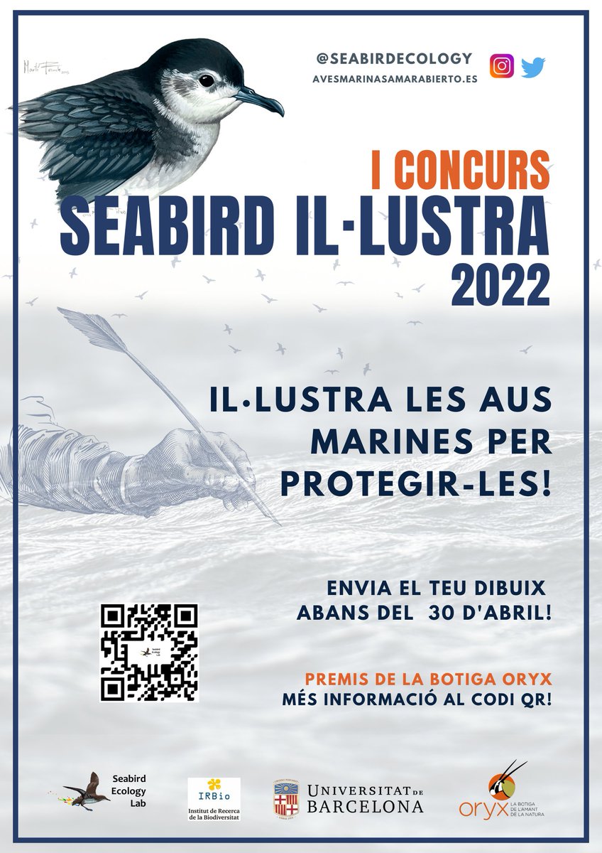 ¿Te gustan las aves marinas y la ilustración? ¡Si eres mayor de 10 años, participa en SEABIRD IL·LUSTRA 2022 y gana premios de la tienda ORYX! @WebOryx   
<a href="/IRBioUB/">IRBioUB</a> <a href="/UBDivulga/">La UB Divulga</a> <a href="/UniBarcelona/">Universitat de Barcelona</a> <a href="/MartiFranch/">Martí Franch</a>
