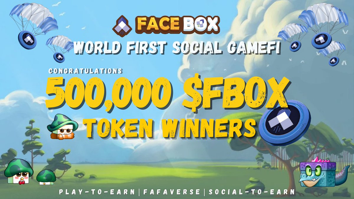 FaceBox_app's tweet photo. 🎉Referral Campaign 500,000 $FBOX Winners 🎉

Congrats 500,000 FBOX TOKEN WINNERS ‼️

Go to our Telegram to find out how to claim.
▶️https://t.co/9NAxTJz78C

#Giveaway #PlayToEarn  #FreeToPlay  #GameFi  #BSC #NFT https://t.co/TQuBngZuzs