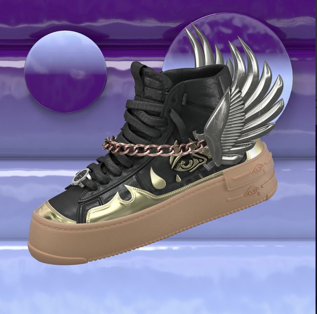 PastmodernPunk's tweet photo. @AlwaysNft Get a pair of the awesome Meta Kicks from Versov Sneakers on OpenSea there absolute fire 🔥🔥 https://t.co/B19cZq7sdU