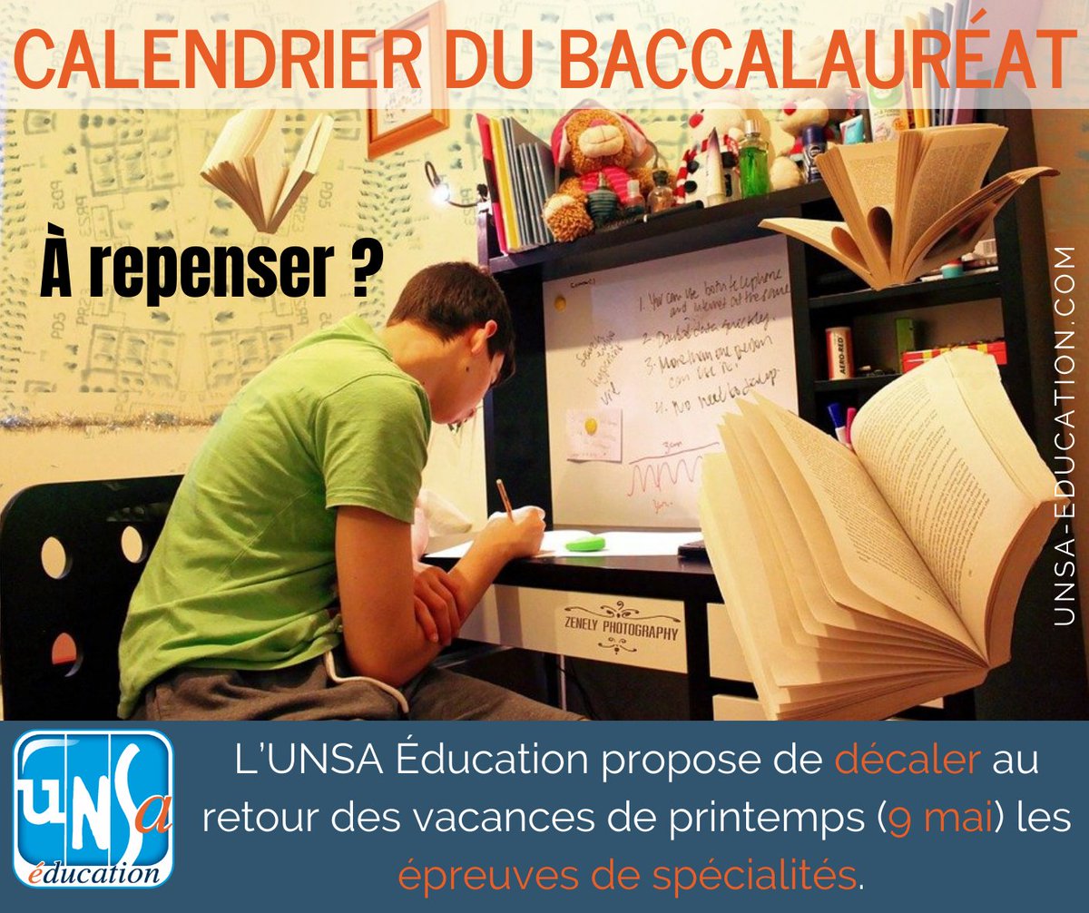 UNSA_Education's tweet photo. L’#UnsaEduc propose de décaler au retour des vacances de printemps (9 mai) les épreuves de spécialités.
https://t.co/MBkLjHDoxu https://t.co/A1KZ1BNwOG