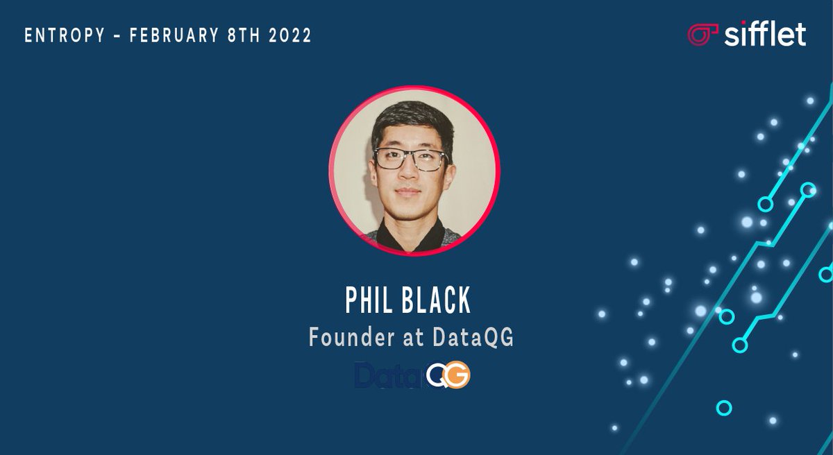 Siffletdata's tweet image. 🎉 Speaker Announcement 🎉
We are excited to announce that Phil Black, Founder & CEO of @DataQg will be joining us as a speaker for ENTROPY.
Register here: lnkd.in/eUTKF8Zy
#entropy2022 #dataentropy #dataobservability