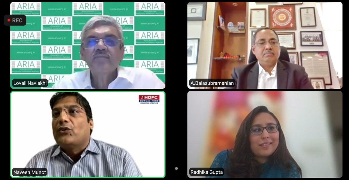 pvrpvr's tweet photo. Thanks alot @aria_india for conducting such an excellent session on growth of advisory practice with stalwarts of MF Industry @iRadhikaGupta @MFBALA, Naveen Munot. Very valuable insights. https://t.co/nk7fDuQzJl