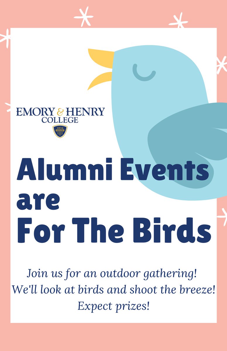 Getting together is complicated during a pandemic: so E&amp;H alumni are going to gather outside! You don't have to be a birder to go birding with E&amp;H friends: just put on a jacket and join the fun: ehc.edu/alumni/events/