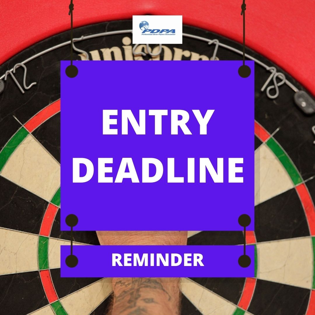 ENTRY DEADLINE
Players Championship 1-2 in Barnsley, 5-6 Feb, closes Tues 25 January 2022, 1400 GMT via PDC Entry System.
pdcplayers.com/Account/Login