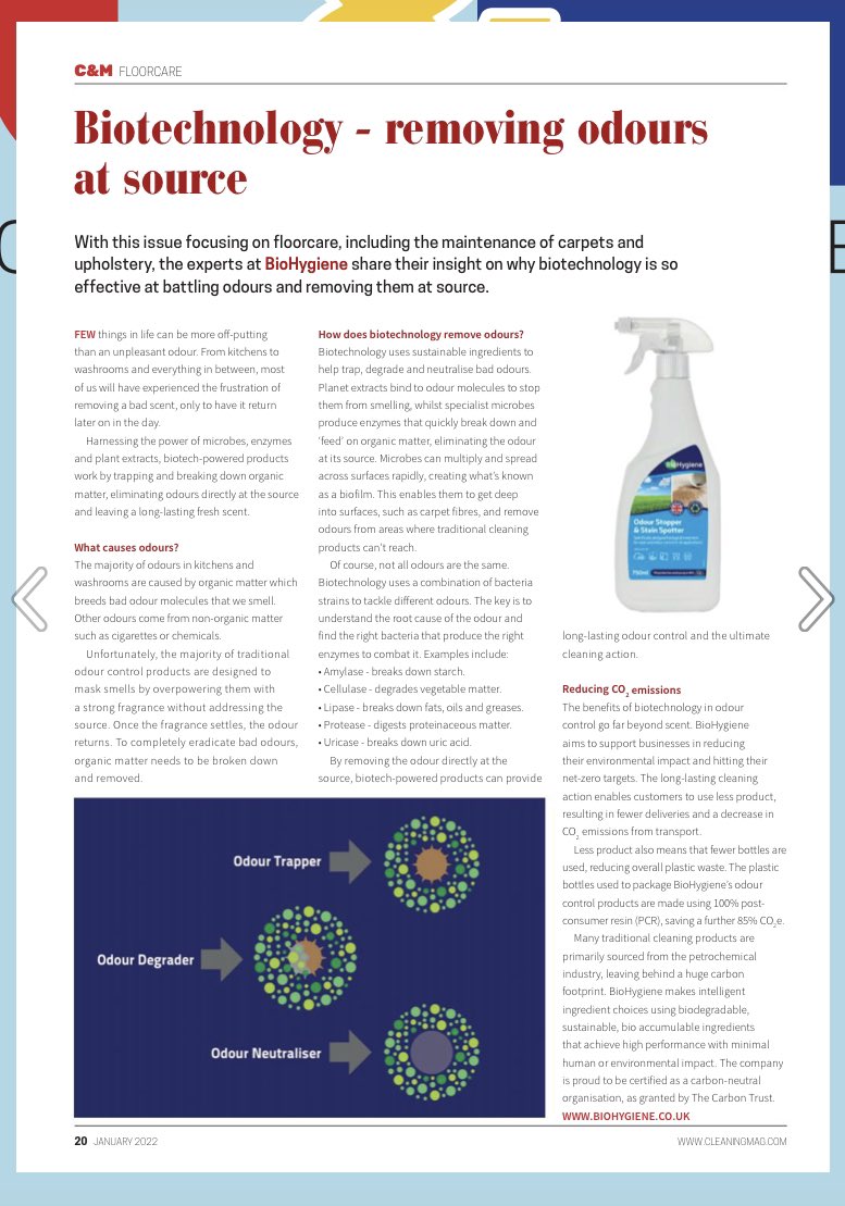 Ever wondered why Biotechnology is so effective at removing odours? 🤔 

Find out by reading our piece in January’s <a href="/CleaningMag/">Cleaning&Maintenance</a> - page 20. 💚

#biotechnology #biotech #cleaning 

cleaningmag.com/issues/january…