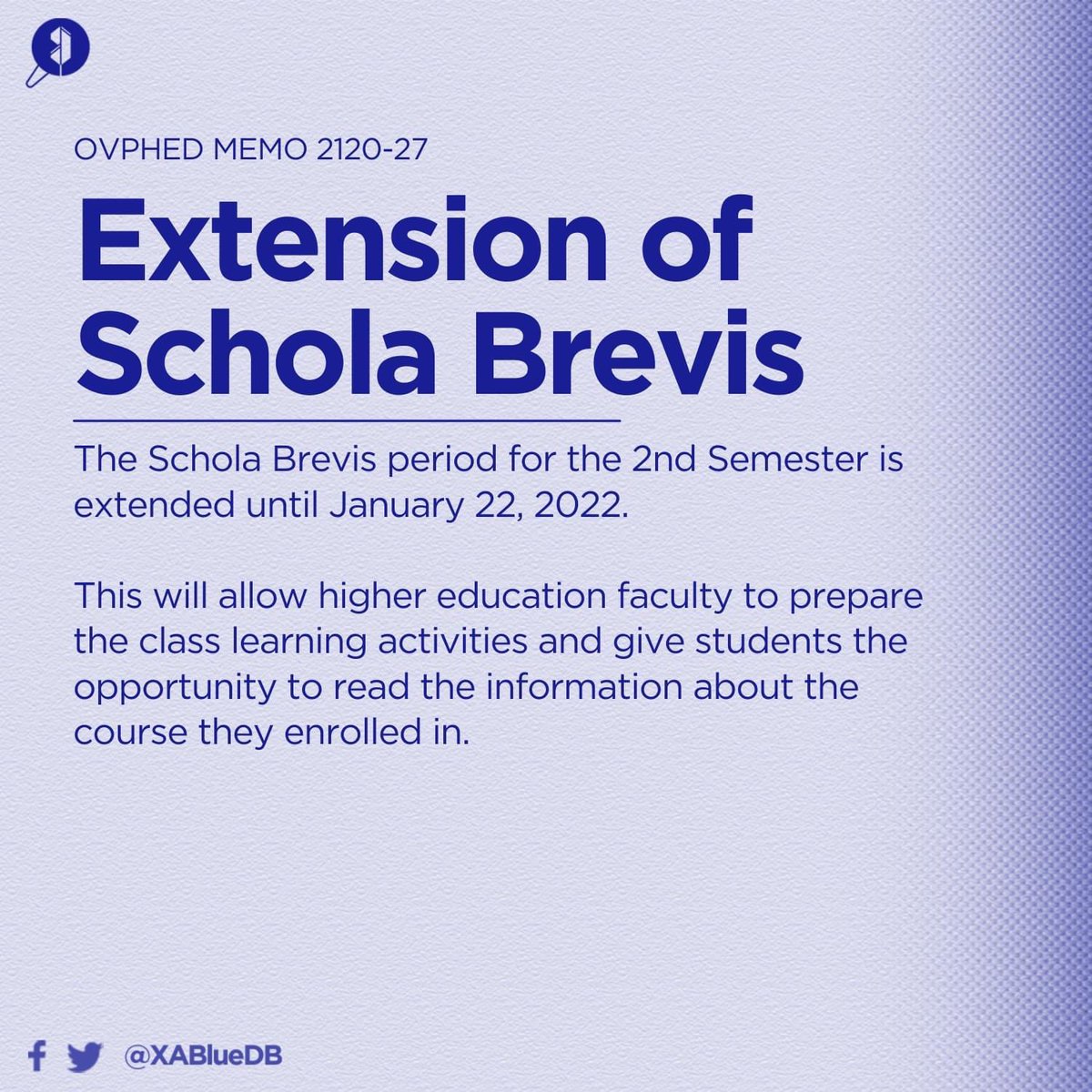 XABlueDB's tweet photo. ๐๐๐๐๐๐๐๐๐ ๐๐
๐๐๐๐๐๐ ๐๐๐๐๐๐
May we all take the opportunity presented by the extended schola brevis period as a chance to jumpstart another semester and aim to make this the best one yet.
#KaCSG
#XavierAteneo
#XABlueDB https://t.co/Yzf6S18by8